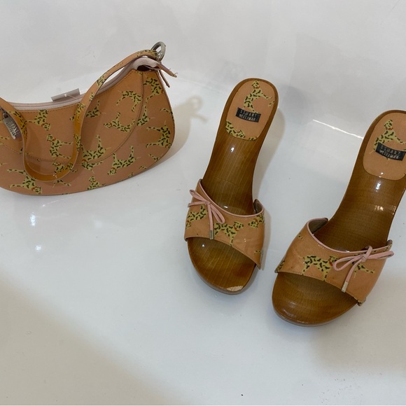 Y2K Stuart Weitzman Tan Mules with matching Dalmatian bag - Picture 2 of 10